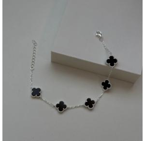 Pulseira Trevos Ônix em Prata 925